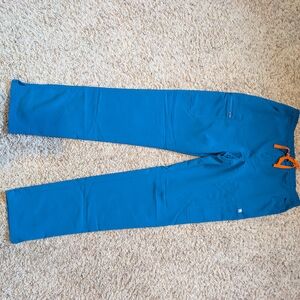 Figs Womans Cargo Pants in Blue with Orange Details
